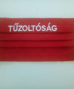 1 db piros, pamut TŰZOLTÓSÁG Hímzéssel készült maszk