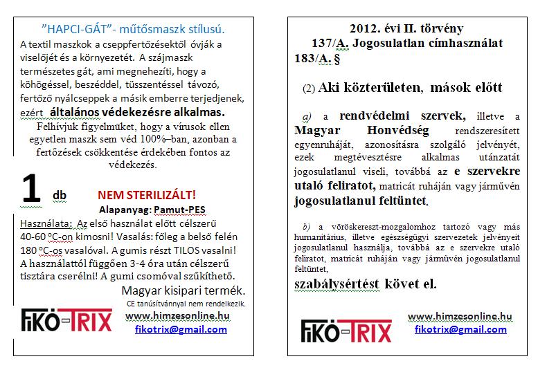 1 db királykék, pamut POLICE Hímzéssel készült maszk - Image 2