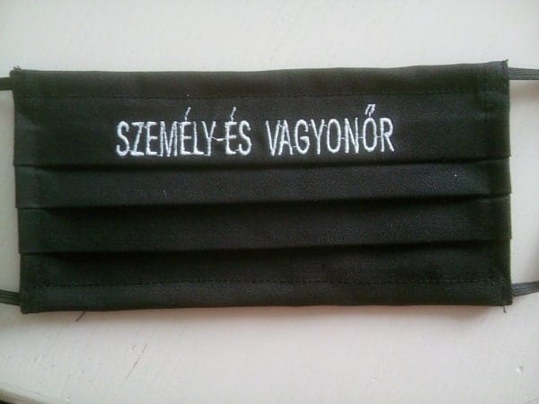 1 db fekete, pamut SZEMÉLY- ÉS VAGYONŐR hímzéssel készült maszk - Image 3