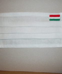 1 db fehér Textil szájmaszk -Magyar zászló hímzéssel
