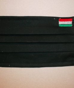 1 db fekete Textil szájmaszk -Magyar zászló hímzéssel